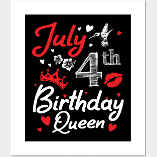 Born On July 4th Happy Birthday Queen Me You Nana Mommy Mama Aunt Sister Wife Cousin Daughter Niece Posters and Art